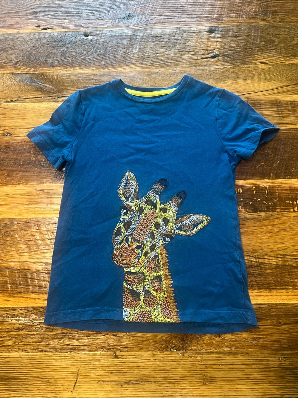 Mini Boden Navy Short-Sleeve Tee with Giraffe Graphic